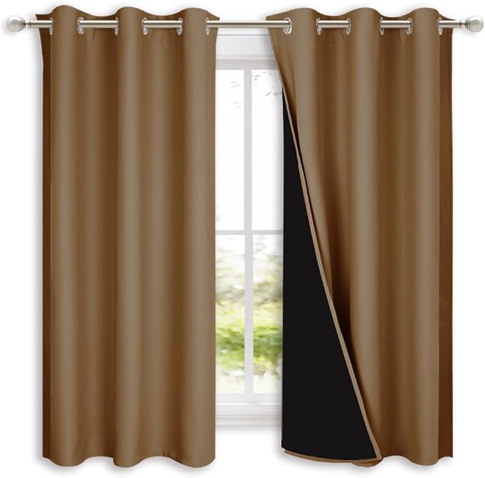 NICETOWN 100% Blackout Lined Curtains, 1 Pair, 2 Thick Layers Completely - Image 2