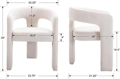 RIVOVA Modern Barrel Dining Chairs Set of 2, Linen Upholstered Accent Side Chair - Image 2