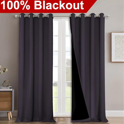 NICETOWN Full Shading Curtains for Windows, Super Heavy-Duty Black Lined - Image 2