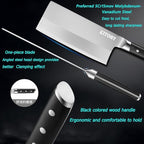 Kitory 7" Lightweight Meat Cleaver, Chinese Chef Knife for Slicing & Chopping (No Bones)- German High Carbon Steel - Ergonomic Pakkawood Handle - Ideal for Women, 2024 Gift (Metadrop Series)