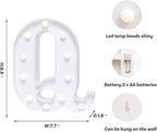 Foaky LED Letter Lights Sign Marquee Light Up Letters Sign for Night Light Wedding/Birthday Party Battery Powered Christmas Lamp Home Bar Decoration(Q)