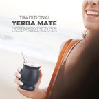 Balibetov [NEW] double wall Stainless Steel Yerba Mate Gourd set (Mate cup) with Yerba Mate Bombilla (straw) (GRAY)