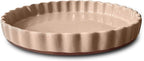 Mora Ceramic Tart Pan, 9.5 Inch Large Porcelain Baking Dish for Tarts, Quiche, Pie, Flan etc. Fluted Ruffled Edge, Oven, Microwave, Freezer, and Dishwasher safe - Great Gift For Bakers - Chai