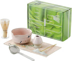 matcha whisk set,matcha set, including matcha bowl, matcha whisk and stand, sieve, spoon, cloth mat, gift for matcha lovers (pink)