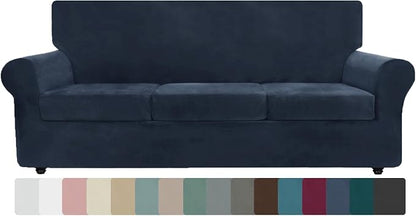 ZNSAYOTX Oversized Velvet Couch Cover 4 Piece Stretch Sofa Covers by ZNSAYOTX
