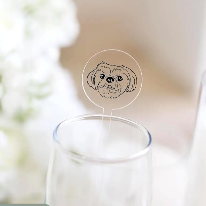 Coolslove Personalized Wedding Dog Stir Sticks, Custom Illustrated Pet Acrylic Cocktail Stirrers, Acrylic Cocktail Stirrers, Wedding Drink Sticks, Wedding Favors Decors Essentials Style 2