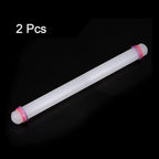 HARFINGTON 2pcs Fondant Rolling Pin 18 Inch x 0.98 Inch Adjustable Guide Rings Non-Stick PP Plastic Fondant Roller Dough Roller Kitchen Decorating Tools for Cookie Pastry Pizza Clay