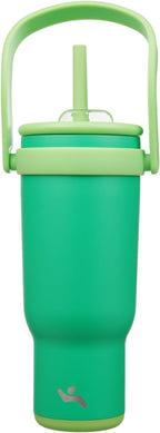 40 oz Tumbler with Side Handle, Insulated Water Bottle with Straw and 2 in 1 Lid, Stainless Steel Cup Travel Coffee Mug for Sports Office Gym,Olive Green