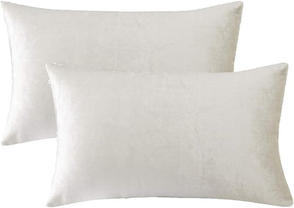 GIGIZAZA White Velvet 12x20 Lumbar Decorative Throw Pillow Covers Cases - Image 2