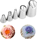 Chrysanthemum Pastry Tips,Rose Flower Piping Tips Set,Tulip Frosting Tips Buttercream Decoration,Icing Piping Pastry Nozzles for Cake Cupcake Decorating,5 Pcs