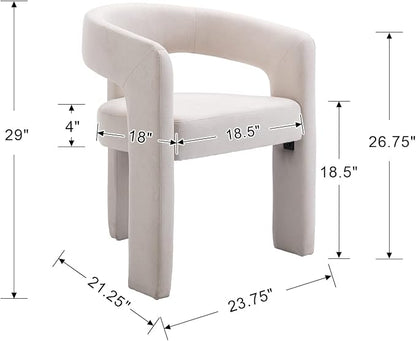 BESTANO Set of 3 Modern Linen Fabric Upholstered Dining Chairs - Image 3