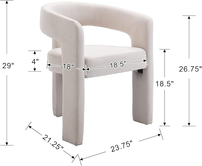 BESTANO Set of 6 Modern Linen Fabric Upholstered Dining Chairs - Image 3