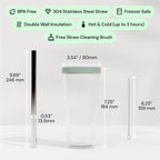 Dodoko Reusable Boba Cup and Straw Boba Tea Cup Bubble Tea Cup Reusable Iced Coffee Cup Cold Coffee Cup Smoothie Cup with Lid and Straw Smoothie Cup to go Smoothie Tumbler 17 oz - Sage Green