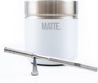 Matte 6.5 oz Yerba Mate Gourd and Bombilla Set - Includes DS Pro Box - BPA Free Yerba Mate Set Kit with Mate Straw, Elegant Design, Non-Slip Base (White)