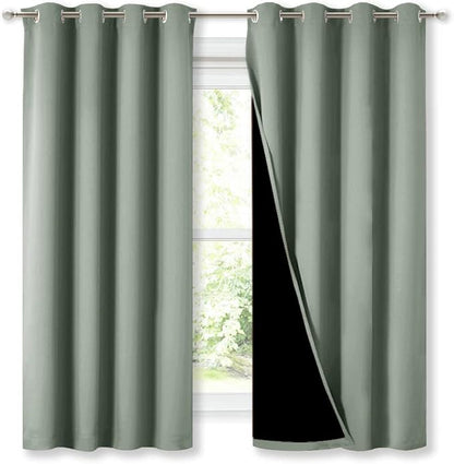 NICETOWN Greyish Green 100% Blackout Lined Curtains, 2 Thick Layers Completely by NICETOWN
