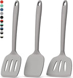 Coukre Silicone Spatula Set of 3, High Heat Resistant, BPA-Free, Kitchen Utensils, Fish Spatula, Solid & Slotted Turner for Non-Stick Pans, Flipping Eggs, Pancakes, Fish, Burgers (3, PureGray)