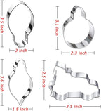 Christmas Ornament Cookie Cutters 4Pcs, Large Christmas Tree Car Light Ornament Shapes Cookie Cutters, Metal Dough Fondant Biscuit Molds for Baking Decorating Home Kitchen