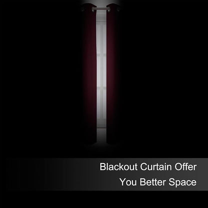 Blackout Curtains 66 x 54 Inch Long Burgundy Red Curtains Set of 2 Panels Room - Image 3