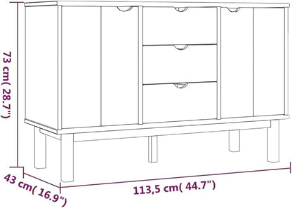 Scandinavian Sideboard Solid Pine Wood Engineered Wood Medium Large Brown 4 - Image 2
