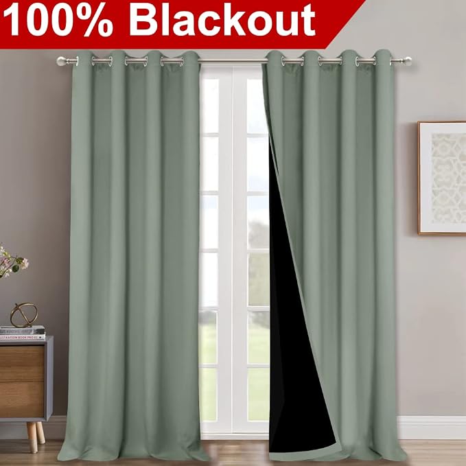NICETOWN Full Shading Curtains for Windows, Super Heavy-Duty Black Lined - Image 2
