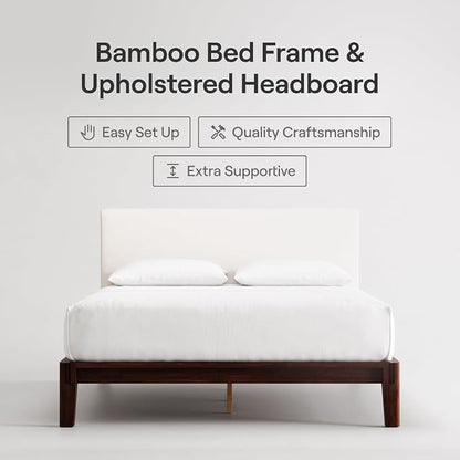 Nectar Bamboo Platform Bed Frame & Upholstered Headboard - Image 2