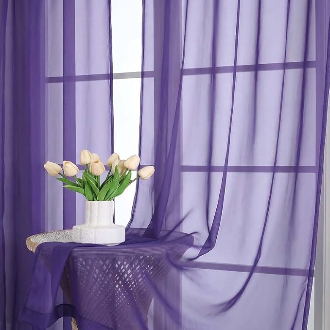 Purple Sheer Curtains 72 Inches Long 2 Panels - Image 5