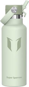 Super Sparrow Insulated Water Bottle - 17 Oz / 25 Oz / 32 Oz - Standard Mouth FlipFlow Flask - BPA Free, Leak Proof Drink Bottle- Ergonomic Straw Water Bottles for Work, Gym, Travel, Sports