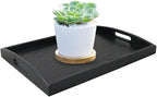 DILLMAN Serving Tray Large Black Wood Rectangle Food Tray Butler Tray Breakfast Tray with Handles (Small)