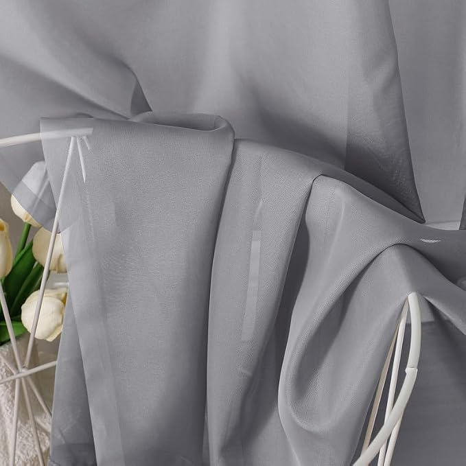 Charcoal Grey Sheer Curtains 78 Inches Long 2 Panels - Image 4