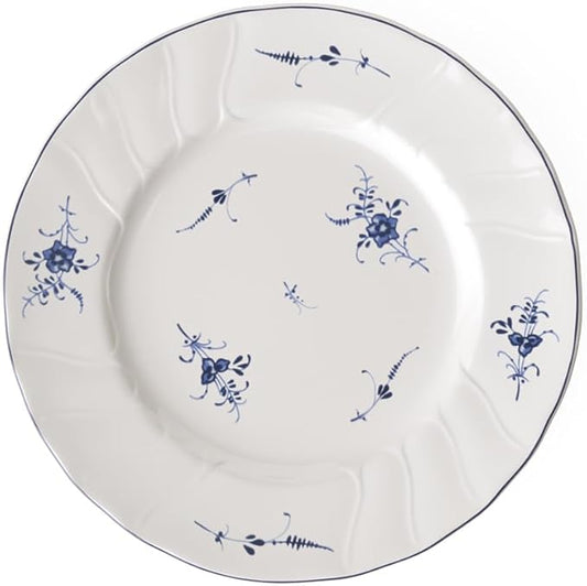 Villeroy & Boch Vieux Luxembourg Salad Plate, 8 in, Premium Porcelain, White/Blue