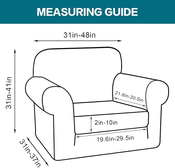 Turquoize 2 Piece Chair Covers for Living Room Armchair Couch Cover - Image 2