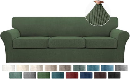 Turquoize 4 Piece Sofa Covers for 3 Cushion Couch Sofa Slipcover Soft Couch by Turquoize
