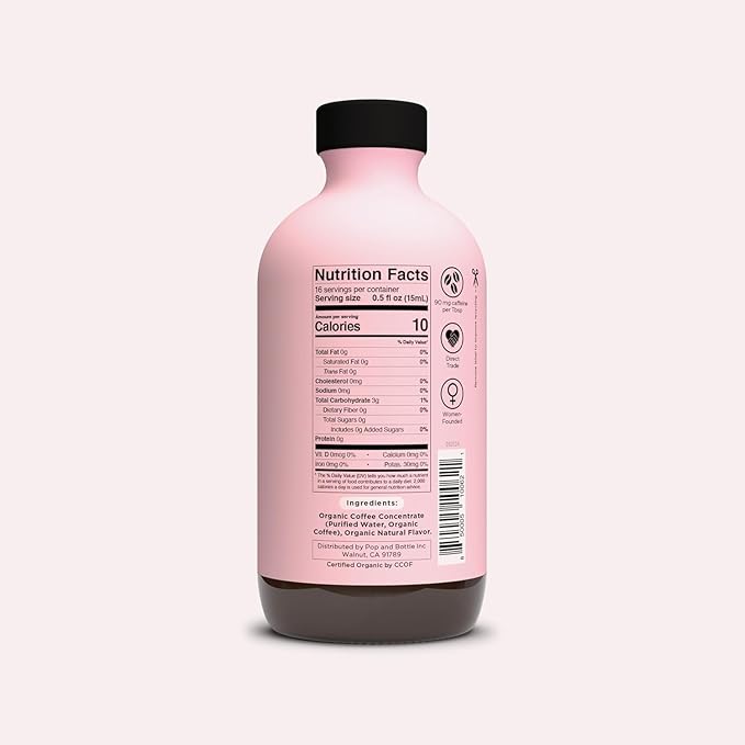 Pop & Bottle Organic Cold Brew Coffee Concentrate - Iced Coffee Concentrate Liquid for At Home, Dairy Free, Makes Up to 16 Cups - Vanilla & Caramel, 8 fl oz (Mixed 2 Pack)