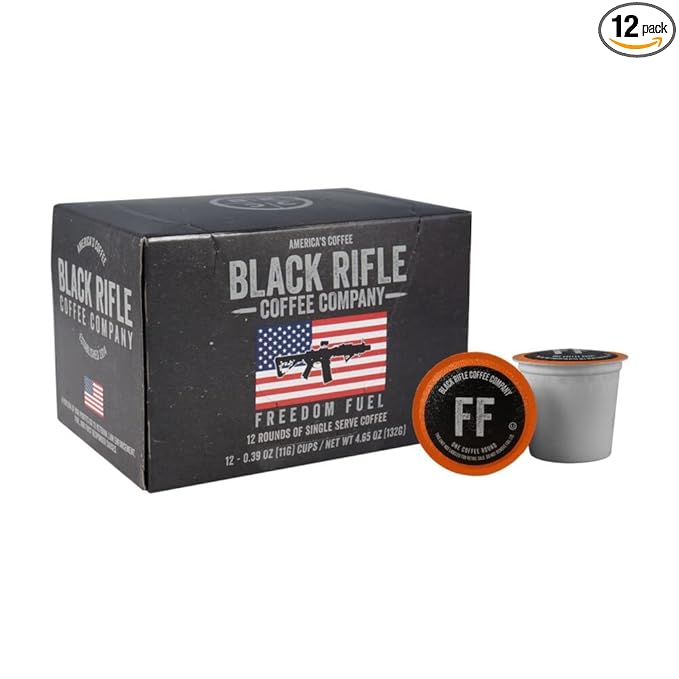 Black Rifle Coffee Company Dark Roast K Cups - Single Serve K Cups Coffee Pods - Kcup Pods Compatible with Keurig 1.0 & 2.0 - Made from Pure Arabica Beans (Freedom Fuel, 12 Count)