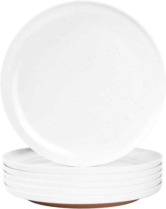 Webbylee Melamine Dessert Plates Set of 6-7.56" Serving Durable Dishes Perfect for Kitchen Outdoor Use,Durable Small Plates for Salad-White & Brown