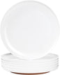 Webbylee Melamine Dessert Plates Set of 6-7.56" Serving Durable Dishes Perfect for Kitchen Outdoor Use,Durable Small Plates for Salad-White & Brown