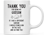 Andaz Press Funny Family 11oz. Coffee Mug Gift, Thank You for Being My Godson, Punch in Face, 1-Pack, Christmas Birthday Drinking Cup Present Ideas