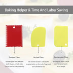 Cake Scraper Cake Decorating Comb,Cake Scraper Smoother,Flexible Plastic Dough Scraper For Bread Making,Reusable Pastry Pizza Dough Cutter Tool For Baking Cake Edge Stripe Decorating(6Pcs,Red,Yellow)