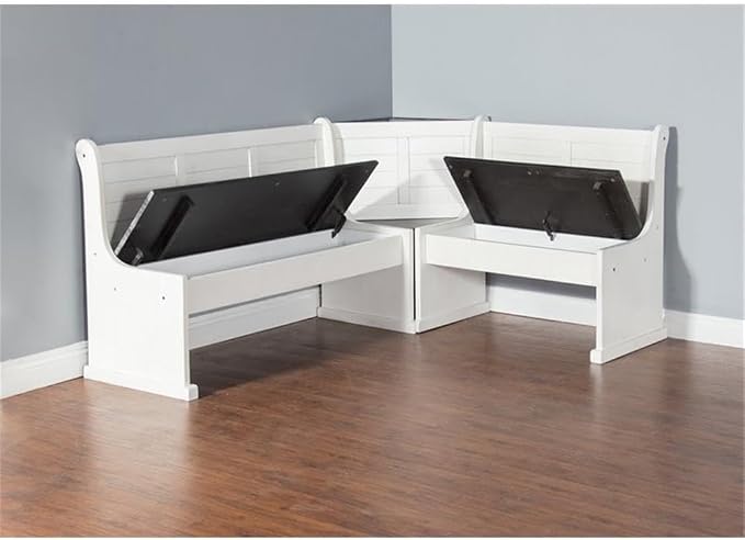 Pemberly Row Wood Breakfast Nook Set, Off White and Dark Brown Finish, Mahogany - Image 8
