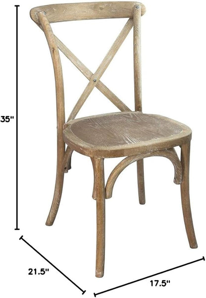 EMMA + OLIVER Natural with White Grain X-Back Chair - Image 2