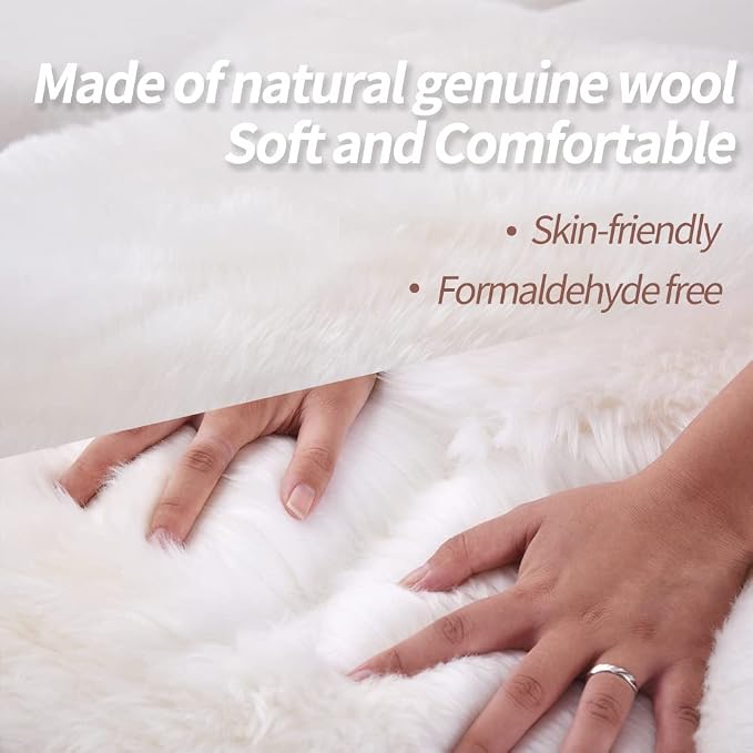 IRIWOOL Premium Genuine Fur Sheepskin Rug Real Australia Sheepskin Natural - Image 6