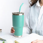 30 oz Straw for YETI Tumbler, Metal Straight Straws Reusable with Silicone Tip for Simple Modern 24 oz Tumbler and 32oz Glass Tumbler, Cleaning Brush, 1 Portable Bag