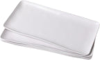 White Melamine Rectangular Serving Platter/Trays, Set of 4, 14” X 7” Fruit Cake Bread Sushi Plate for Party Serving Food, Lightweight and Unbreakable
