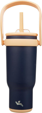 40 oz Tumbler with Side Handle, Insulated Water Bottle with Straw and 2 in 1 Lid, Stainless Steel Cup Travel Coffee Mug for Sports Office Gym,Navy Blue