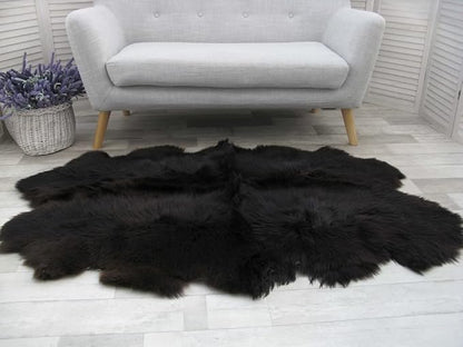 HUAHOO Premium Genuine Sheepskin Rug Black Real Australia Sheepskin Natural - Image 7