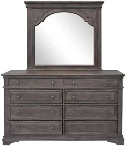 Pemberly Row King Panel Bed, Driftwood Gray Wood Frame, Upholstered Button - Image 9
