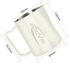 IKAPE Espresso Milk Pitcher, Espresso Steaming Pitcher with Sharp Spout for Espresso Barista Tool, 15.4 oz/450ml Milk Frothing Jug (White)
