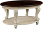 Oval Wood Coffee Table for Living Room, 2-Tier Solid Wood Coffee Table by FGXJY