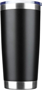 20oz Tumbler Bulk Stainless Steel Vacuum Insulated Tumblers with Lid Double Wall Travel Mug Durable Powder Coated Coffee Cup, Suitable for Ice Drinks and Hot Beverage (Black 1pack)