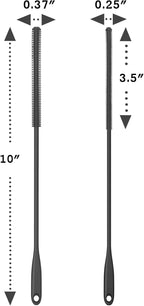 Silicone Straw Brush 4 Pack - (2 Small, 2 Wide) - 10 Inch Reusable Straw Cleaner, Pipe Cleaner, Glass and Detailing Tool (Charcoal)